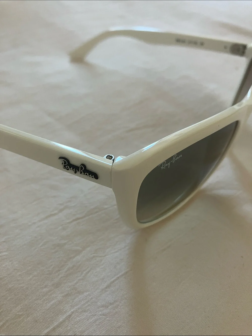 Polished white Ray-Bans, size OS